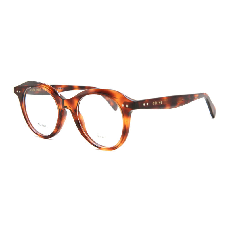 Celine Eyeglasses Browline Full Rim, Havana Frame and Clear Demo Lens Lens CL41458008600