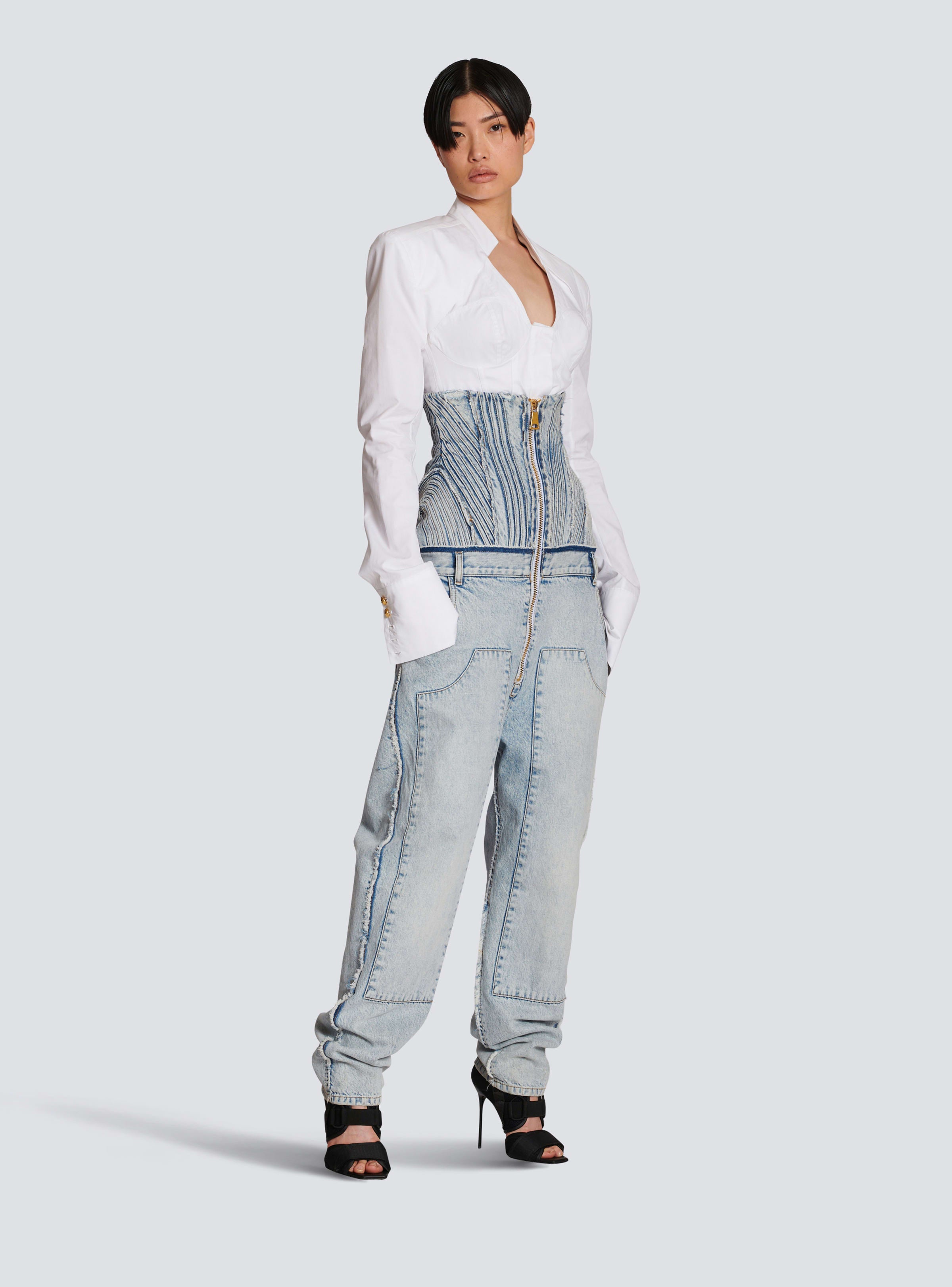 Balmain Women's Hw Vintage Blue Boyfriend Jeans