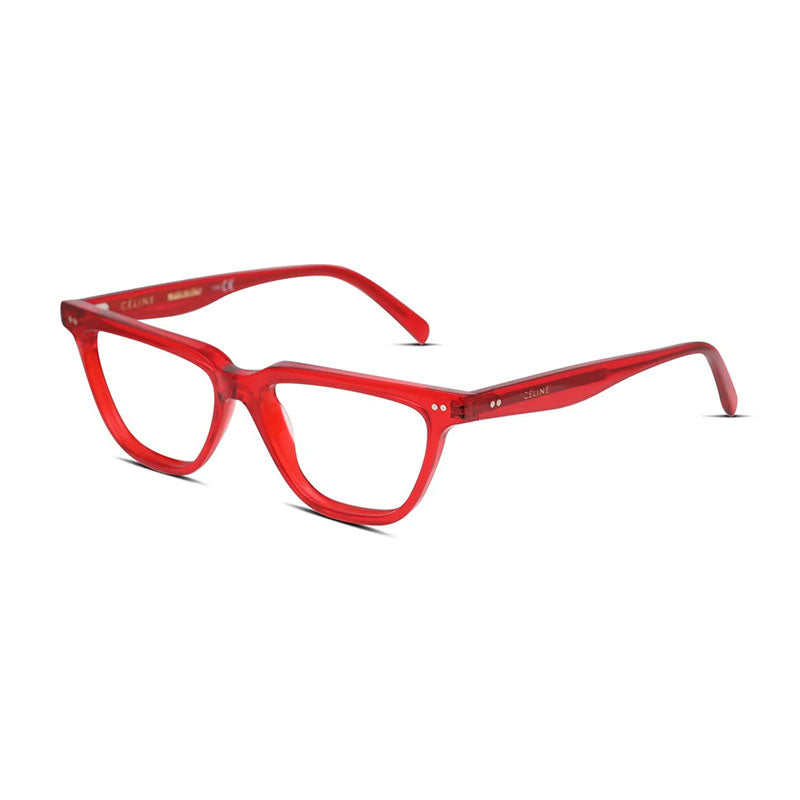 Celine Eyeglasses Cat Eye Full Rim, Shiny Red Frame and Clear Demo Lenses Lens CL50009I066