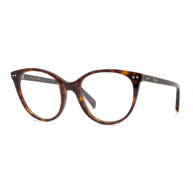 Celine Eyeglasses Cat Eye Full Rim, Shiny Dark Havana Frame and Clear Demo Lens Lens CL50068I052