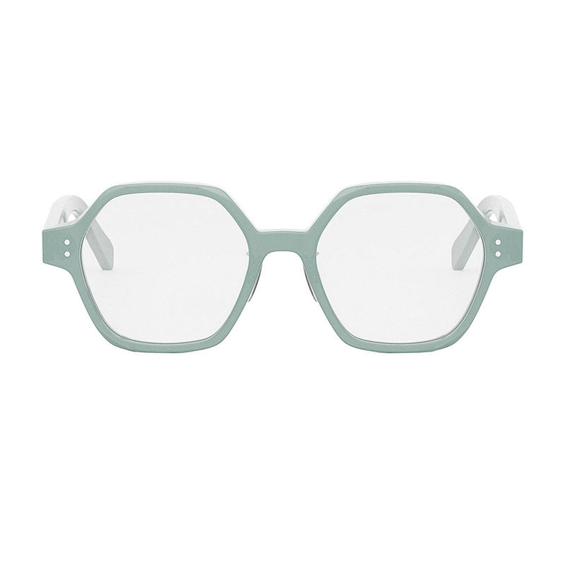 Celine Eyeglasses Geometric Full Rim, Shiny Lime Transparent Frame and Clear Demo Lens Lens CL50142F093