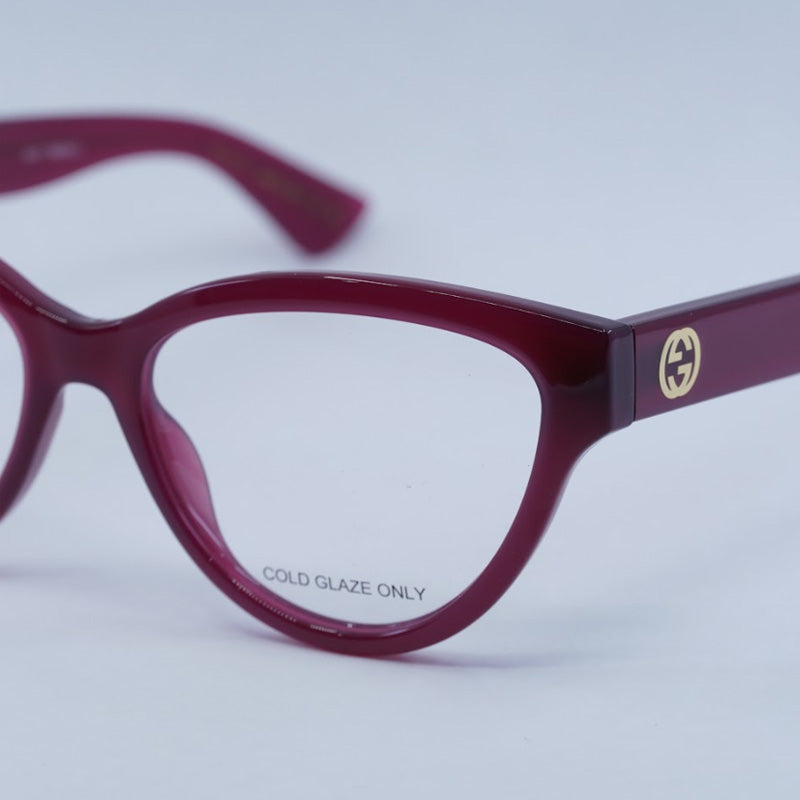 Gucci Eyeglasses Cat Eye Full Rim, Fuchsia Frame and Clear Demo Lenses Lens GG1581O003