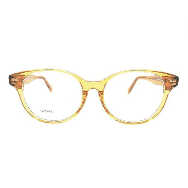 Celine Eyeglasses Round Full Rim, Transparent Yellow Frame and Clear Demo Lenses Lens CL50007F039