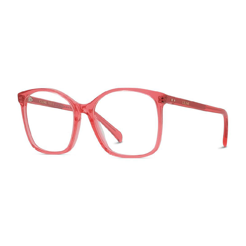 Celine Eyeglasses Square Full Rim, Transparent Pink Frame and Clear Demo Lenses Lens CL50027I075