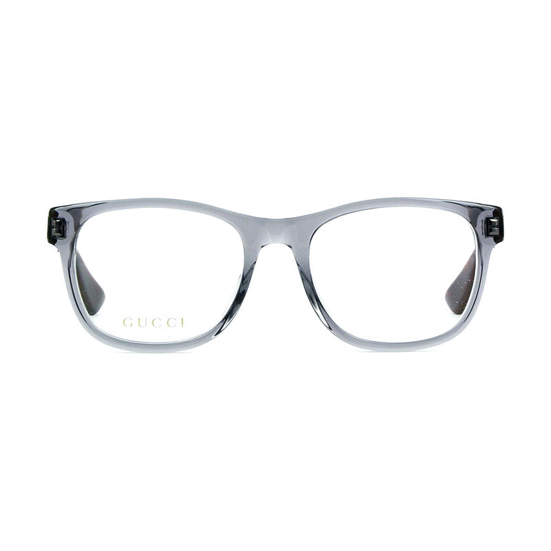Gucci Eyeglasses Square Full Rim, Transparent Grey/Havana Frame and Clear Demo Lenses Lens GG0004ON004