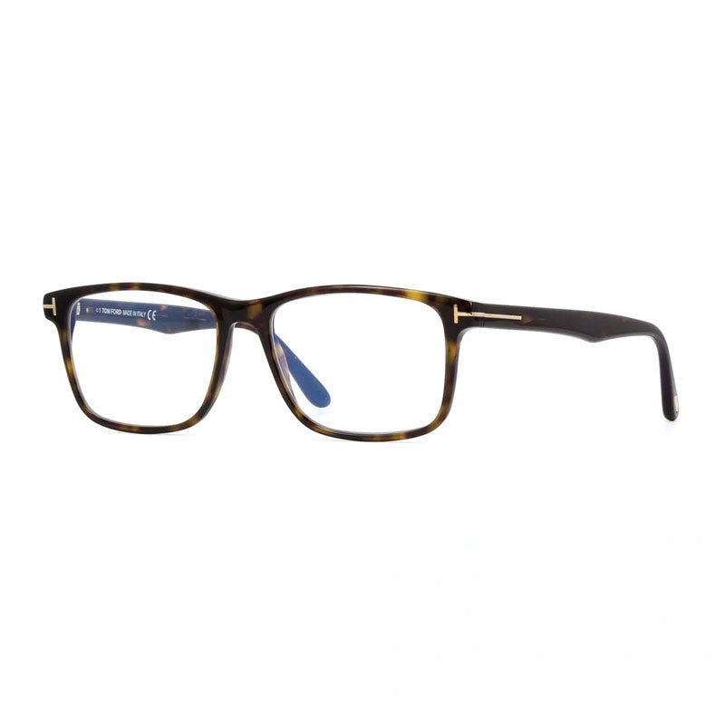 Tom Ford Eyeglasses Rectangle Full Rim, Dark Havana Frame and Clear Blue Light Block Lens FT5752-B052