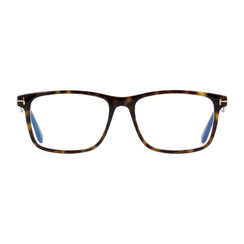 Tom Ford Eyeglasses Rectangle Full Rim, Dark Havana Frame and Clear Blue Light Block Lens FT5752-B052