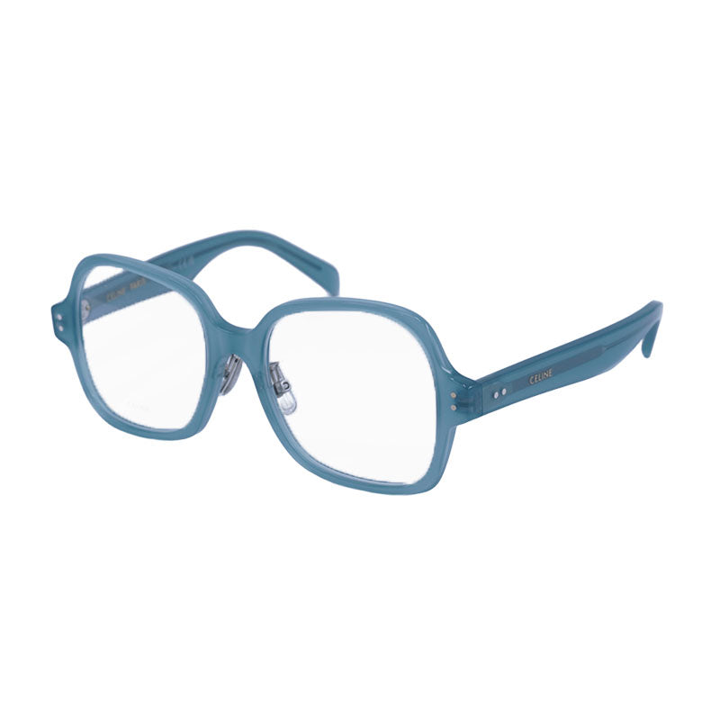 Celine Eyeglasses Square Full Rim, Shiny Green Frame and Clear Demo Lens Lens CL50148F093
