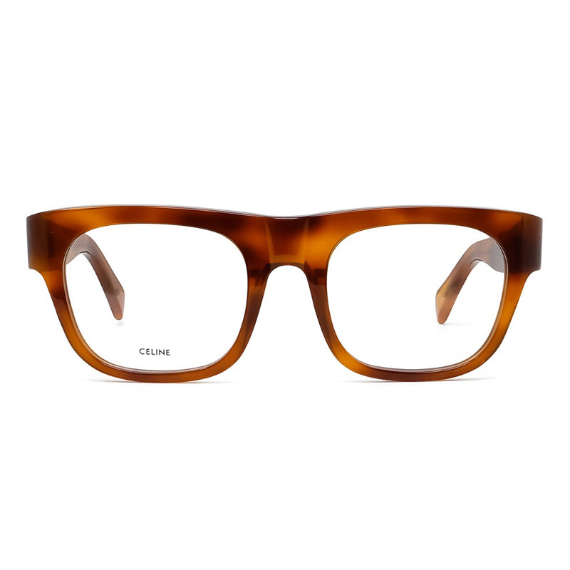 Celine Eyeglasses Square Full Rim, Light Havana Frame and Clear Demo Lenses Lens CL50033I053