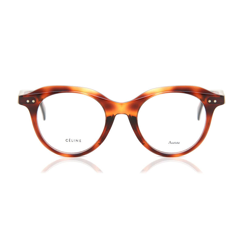 Celine Eyeglasses Browline Full Rim, Havana Frame and Clear Demo Lens Lens CL41458008600