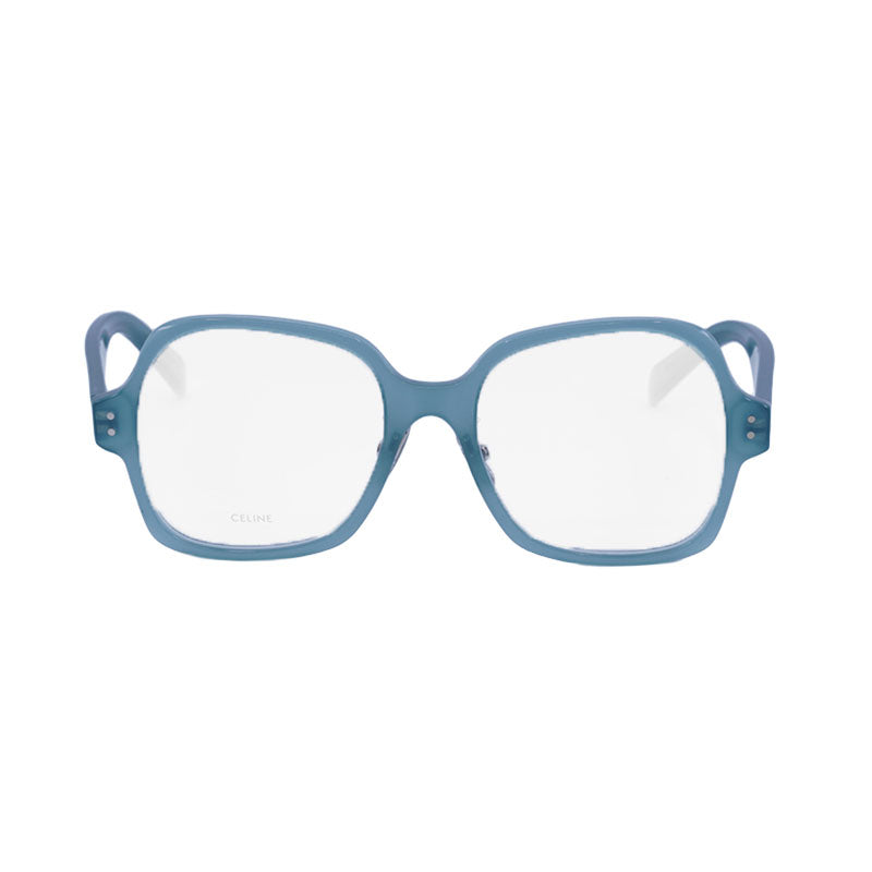 Celine Eyeglasses Square Full Rim, Shiny Green Frame and Clear Demo Lens Lens CL50148F093