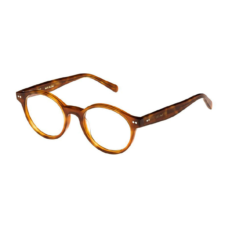 Celine Eyeglasses Round Full Rim, Havana Frame and Clear Demo Lens Lens CL50008F053