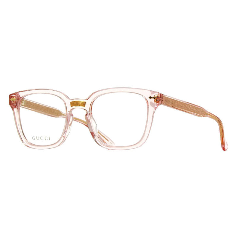 Gucci Eyeglasses Square Full Rim, Pink Frame and Clear Demo Lenses Lens GG0184O013