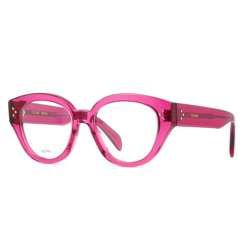 Celine Eyeglasses Cat Eye Full Rim, Transparent Cherry Frame and Clear Demo Lenses Lens CL50132I081
