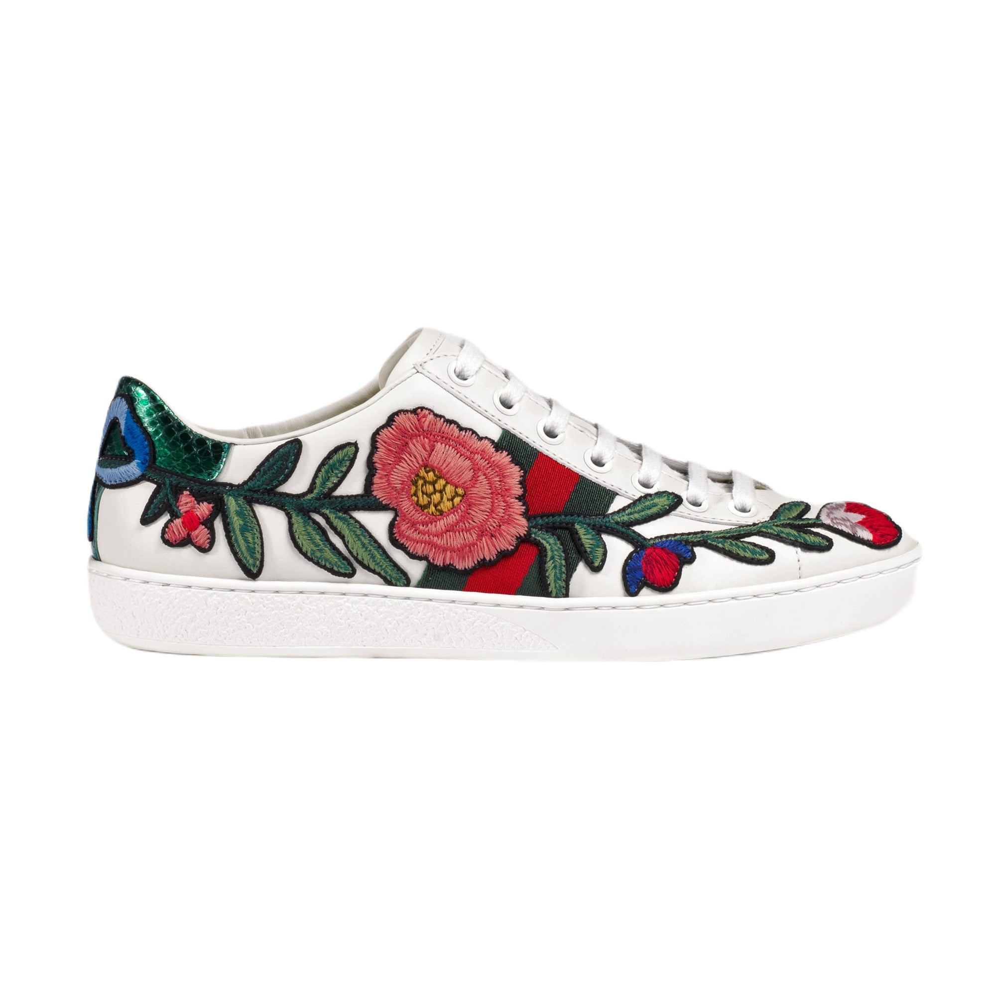 Gucci Ace Embroidered Leather Sneakers