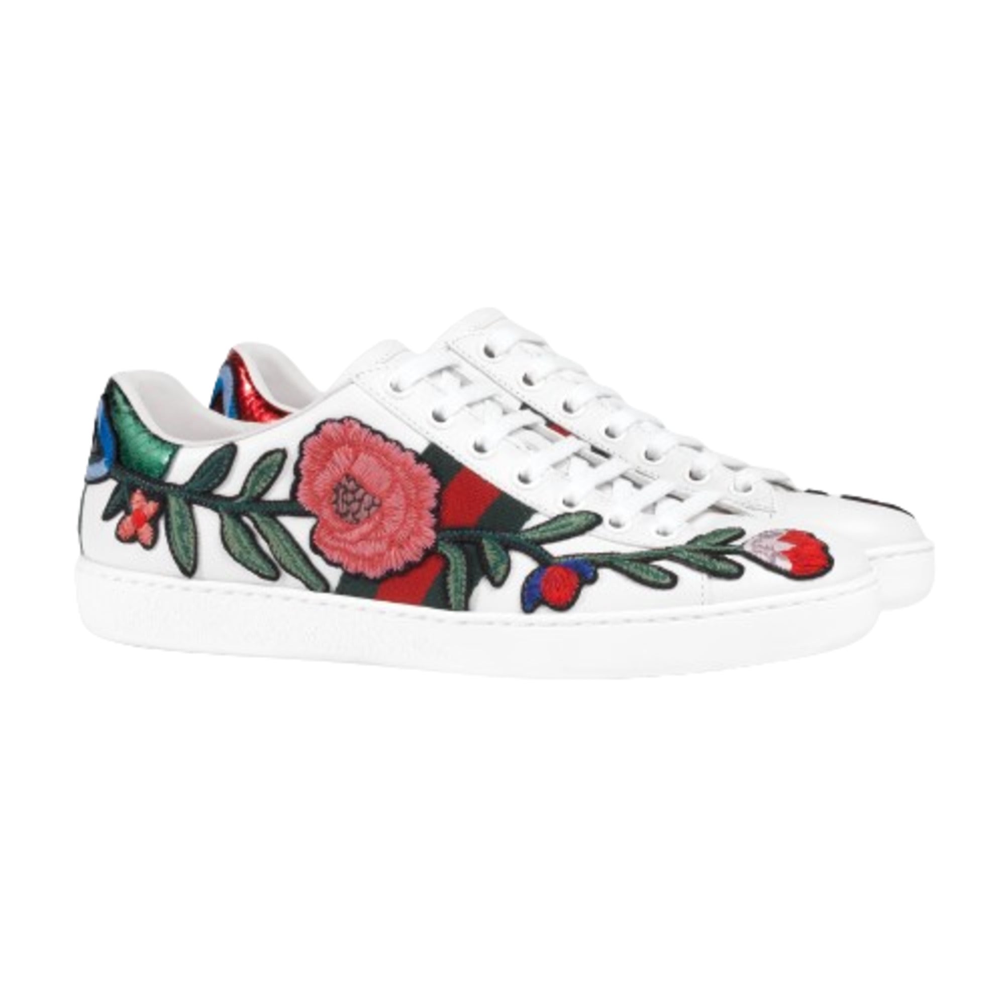 Gucci Ace Embroidered Leather Sneakers