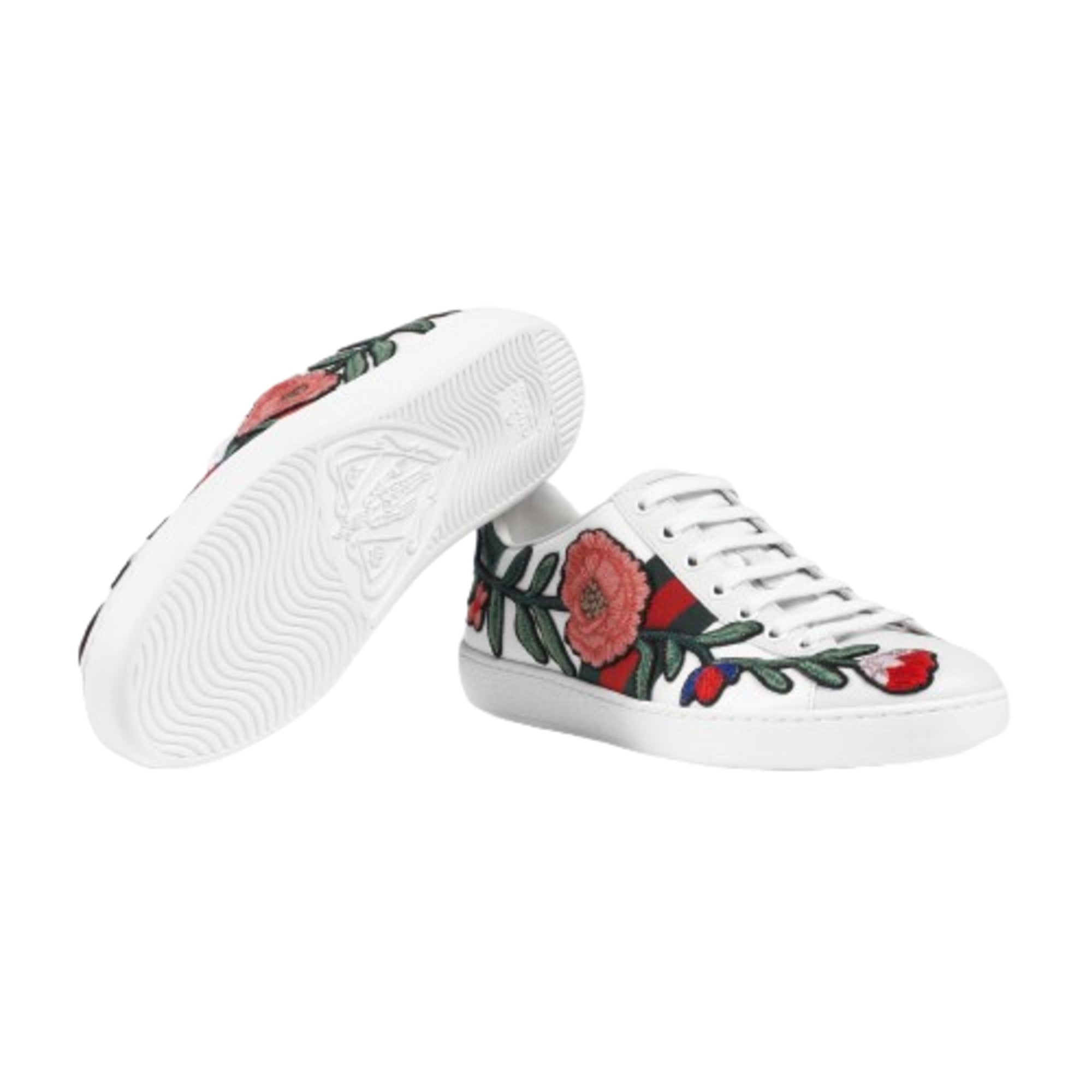 Gucci Ace Embroidered Leather Sneakers