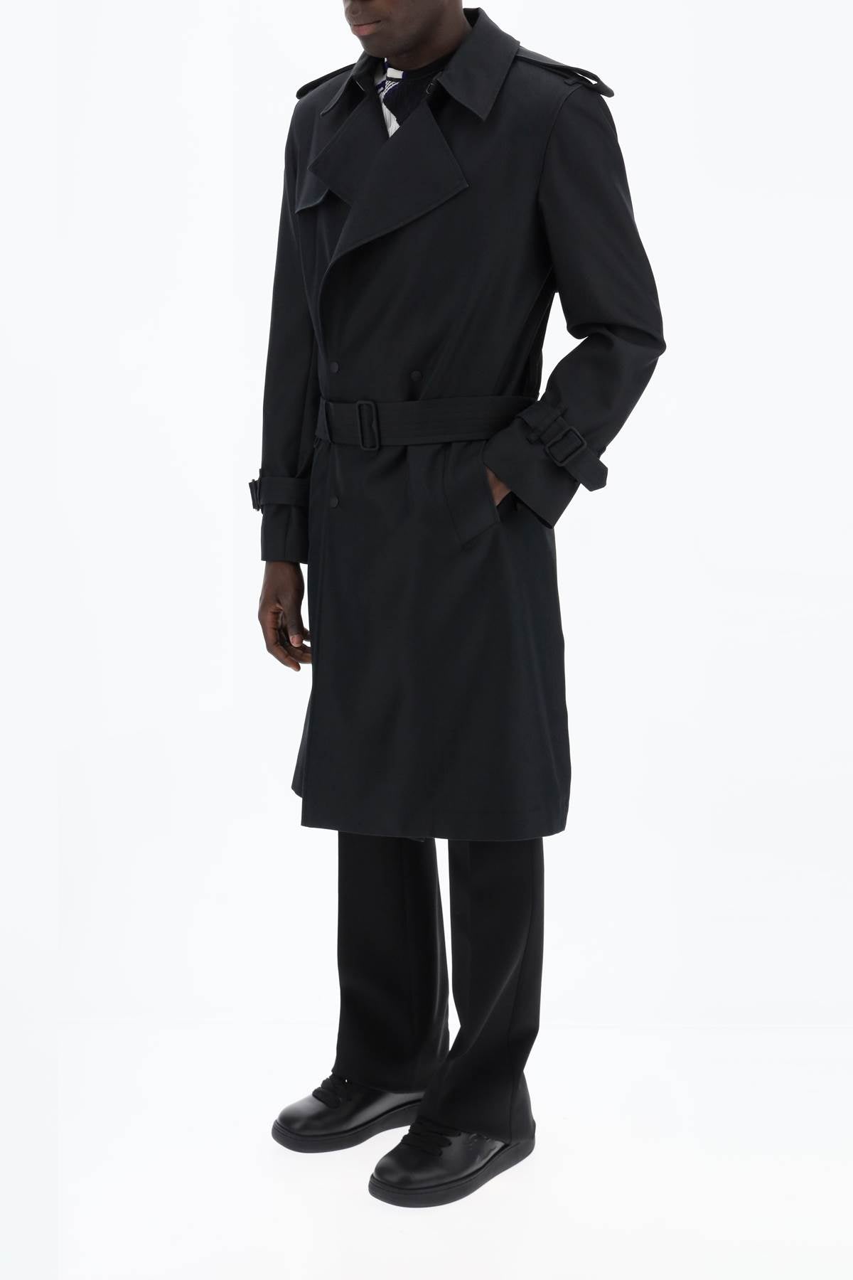 Burberry Double-Breasted Silk Blend Trench Coat (Size - 48)