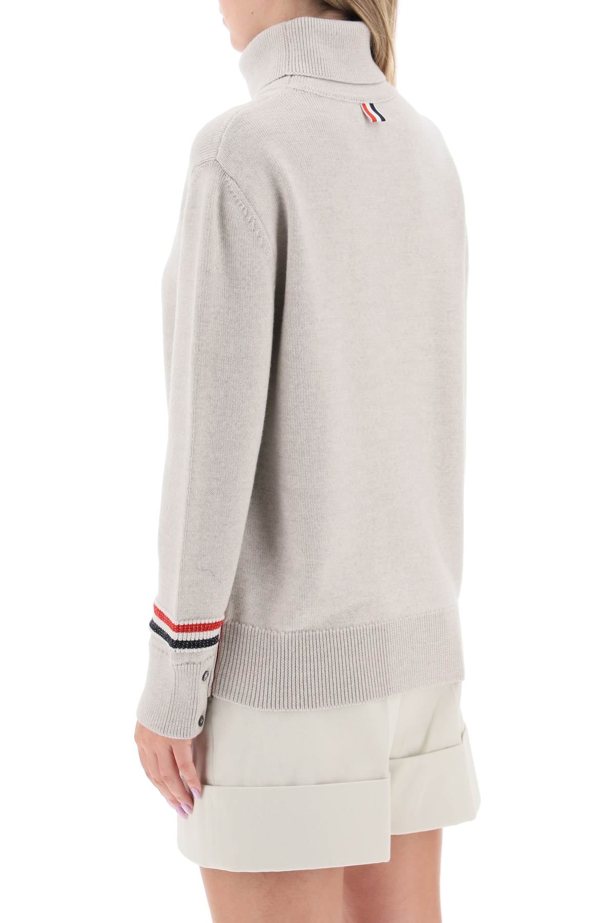 Thom Browne Turtleneck Sweatear With Tricolor Intarsia (Size - 42)