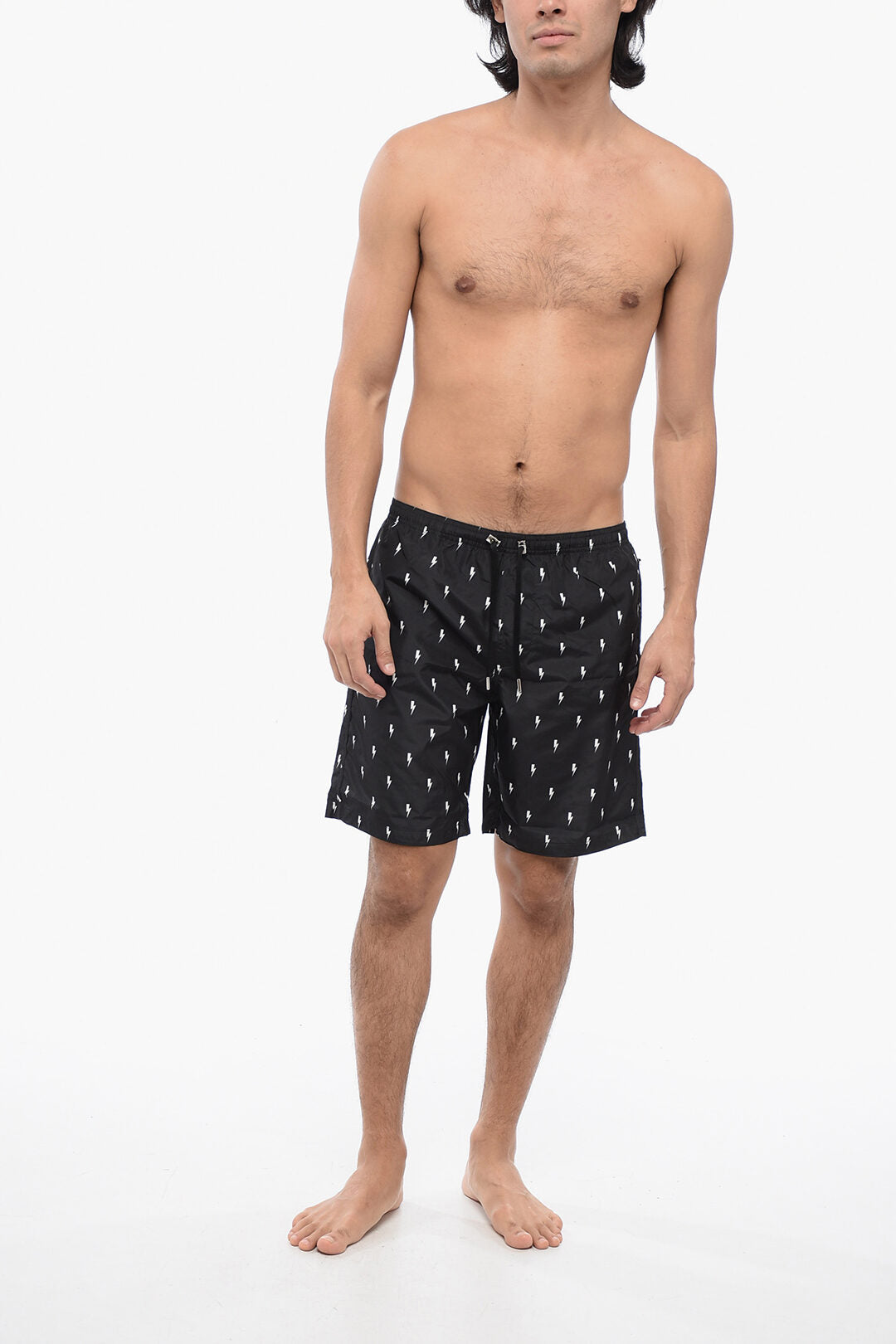 Neil Barrett ALL-OVER MICRO BOLTS SWIM LONG SHORTS S Standard size