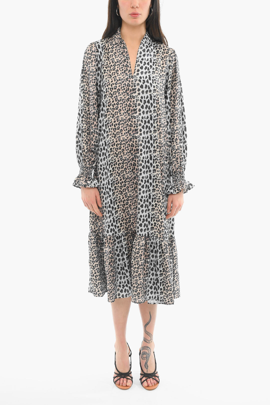 Notes du Nord Animalier Print CLAIRE Long Sleeved Dress