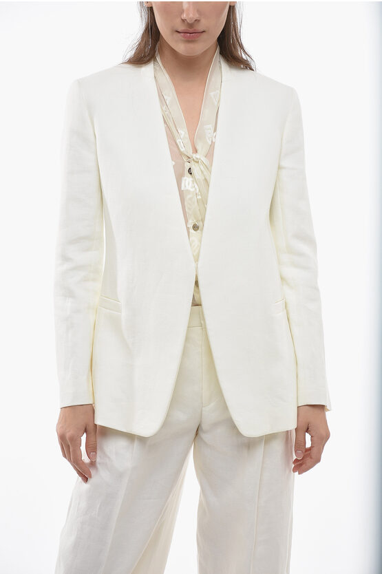 Chloe Buttonless Linen Blazer with Back Split