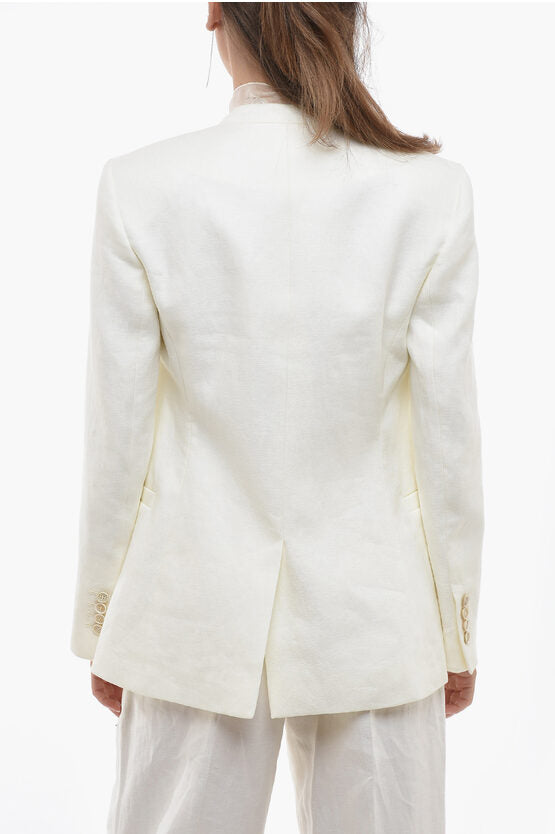 Chloe Buttonless Linen Blazer with Back Split