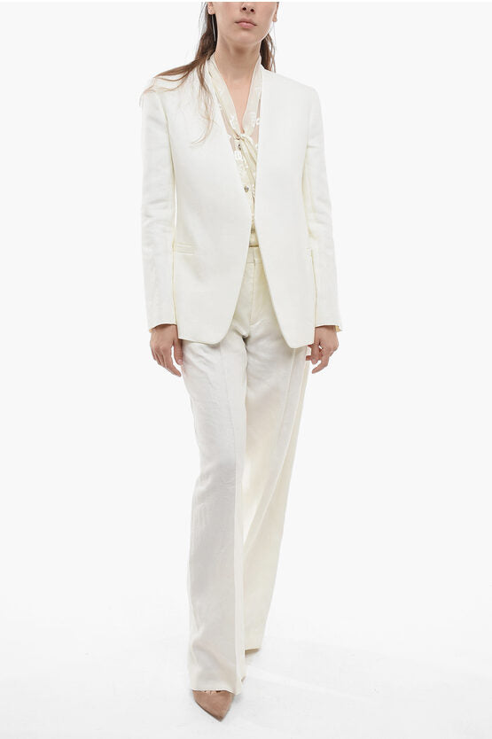 Chloe Buttonless Linen Blazer with Back Split