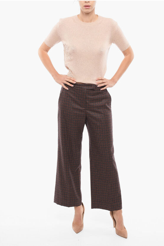 QL2 Checkered Pattern Straight Fit Wool Pants