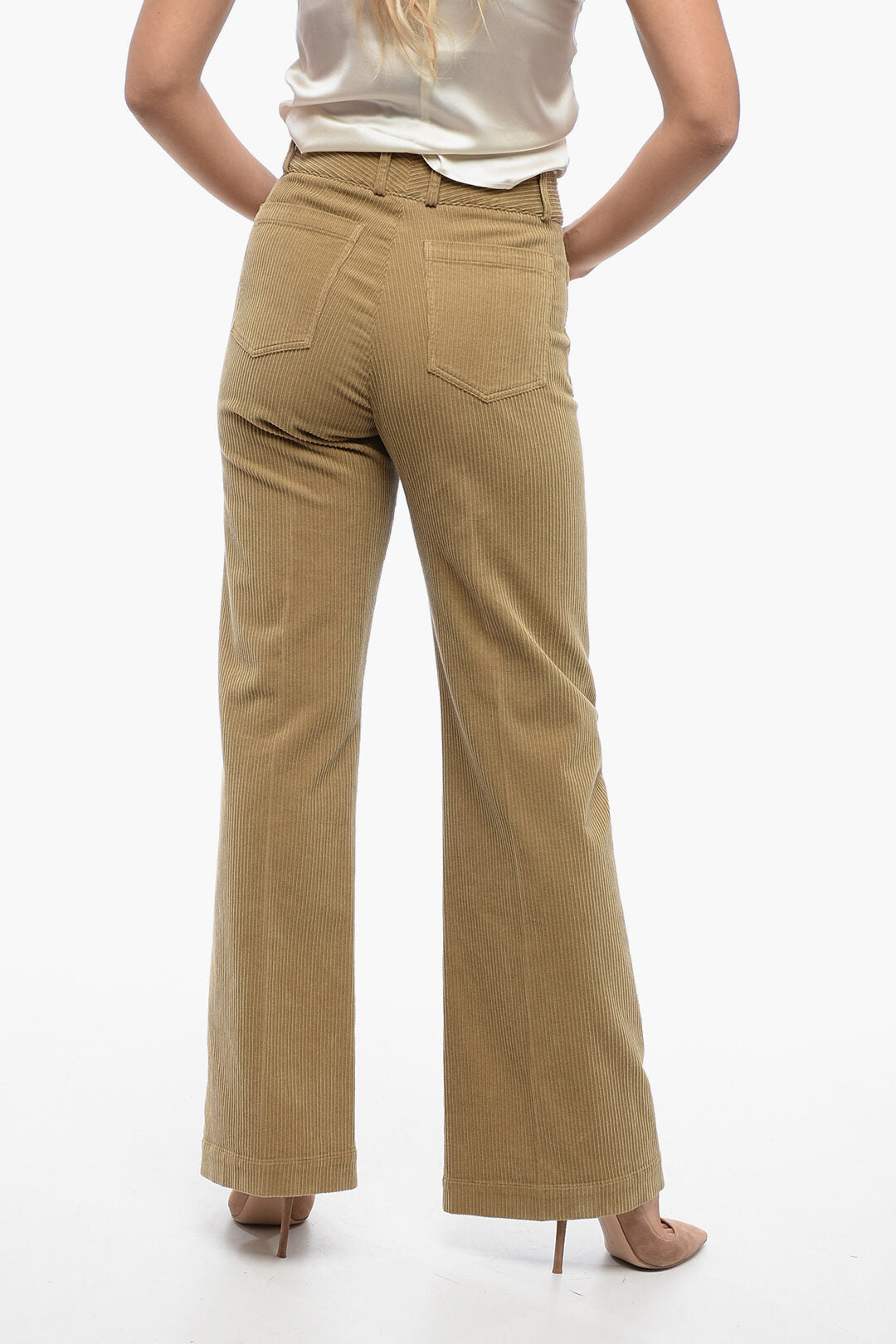 QL2 Corduroy Flared Pants with Patch Pockets