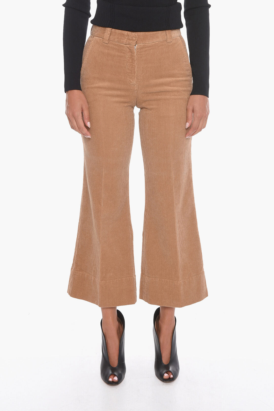 QL2 Corduroy Palazzo Trousers with Cropped Leg