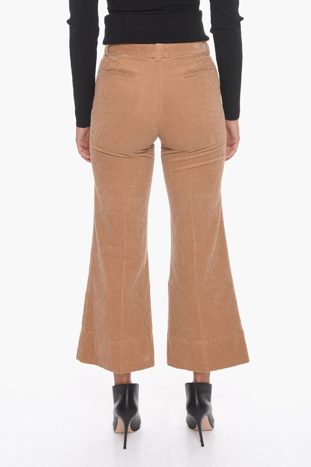 QL2 Corduroy Palazzo Trousers with Cropped Leg