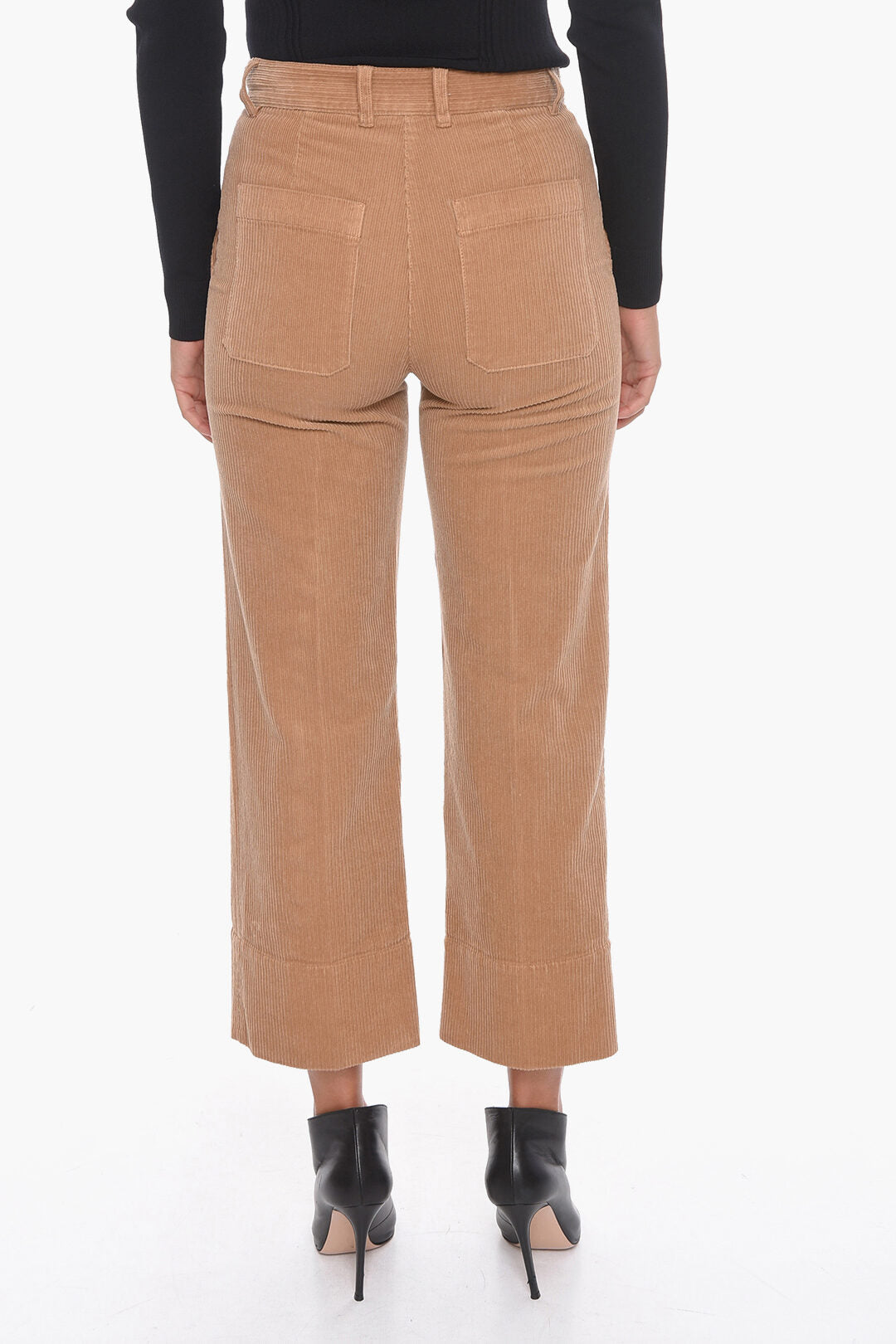 QL2 Corduroy Palazzo Trousers with Cropped Leg