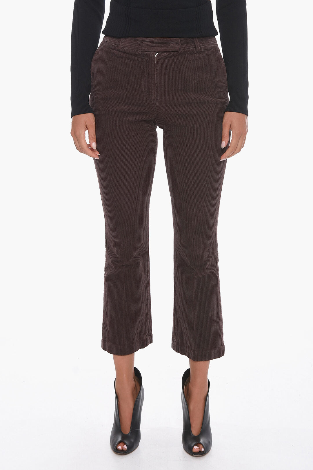 QL2 Corduroy Palazzo Trousers with Cropped Leg