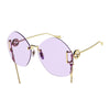 Gucci Sunglasses Geometric Rimless, Gold With Detachable Gold Chain Frame and Violet Lens GG1203S001