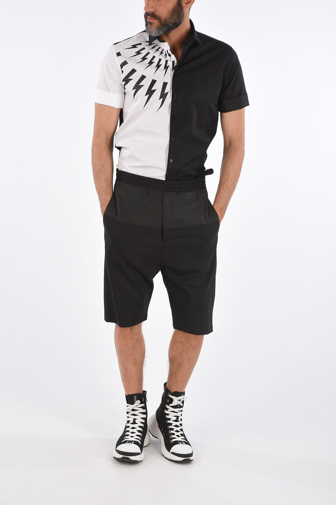 Neil Barrett Drawstring Dropped Crotch Fit Shorts