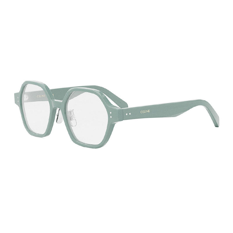 Celine Eyeglasses Geometric Full Rim, Shiny Lime Transparent Frame and Clear Demo Lens Lens CL50142F093