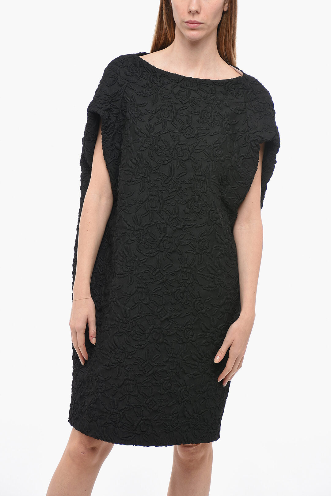 Dries Van Noten Embossed Fabric Cape Dress