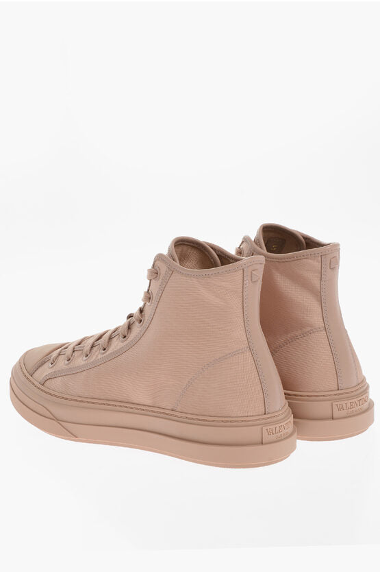 Valentino Fabric High-Top Sneaker With Rubber Sole