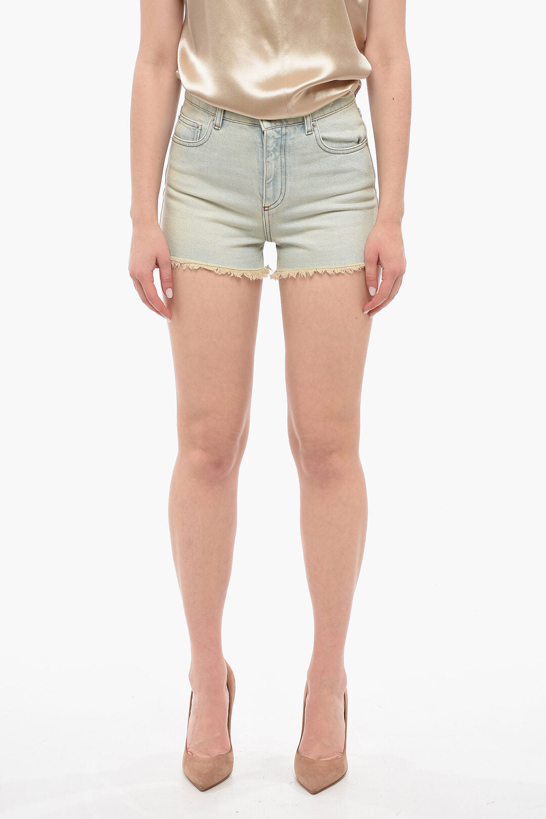 Ami Alexandre Mattiussi Frayed Hem Denim Shorts