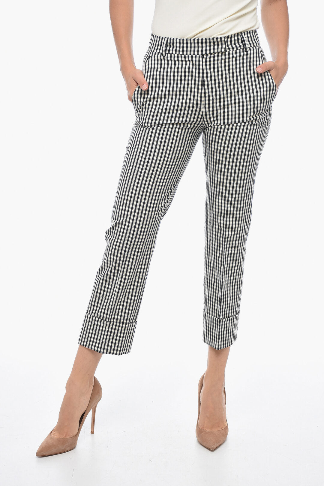 QL2 Gingham Patterned Chinos Pants with Cuff