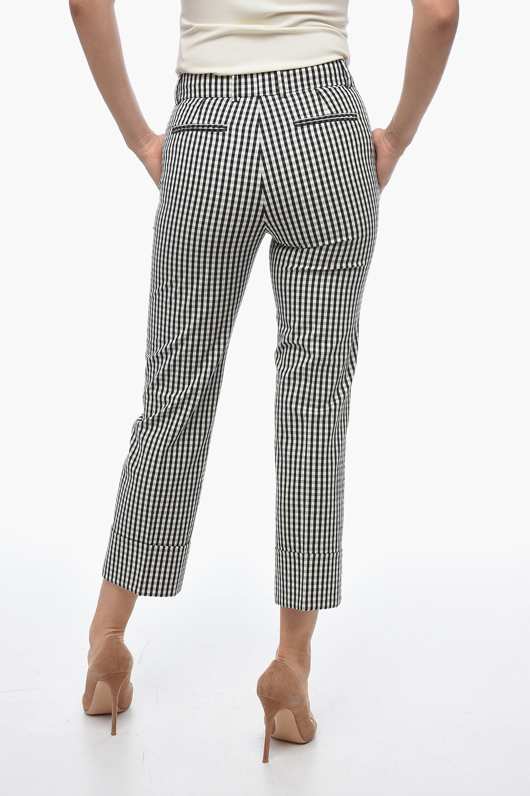 QL2 Gingham Patterned Chinos Pants with Cuff