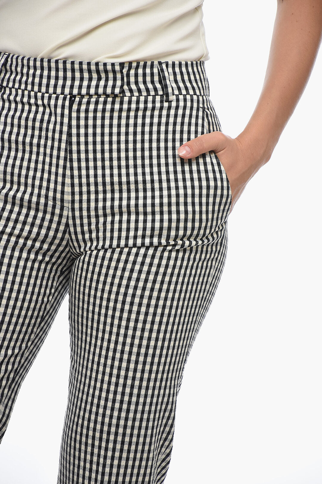 QL2 Gingham Patterned Chinos Pants with Cuff