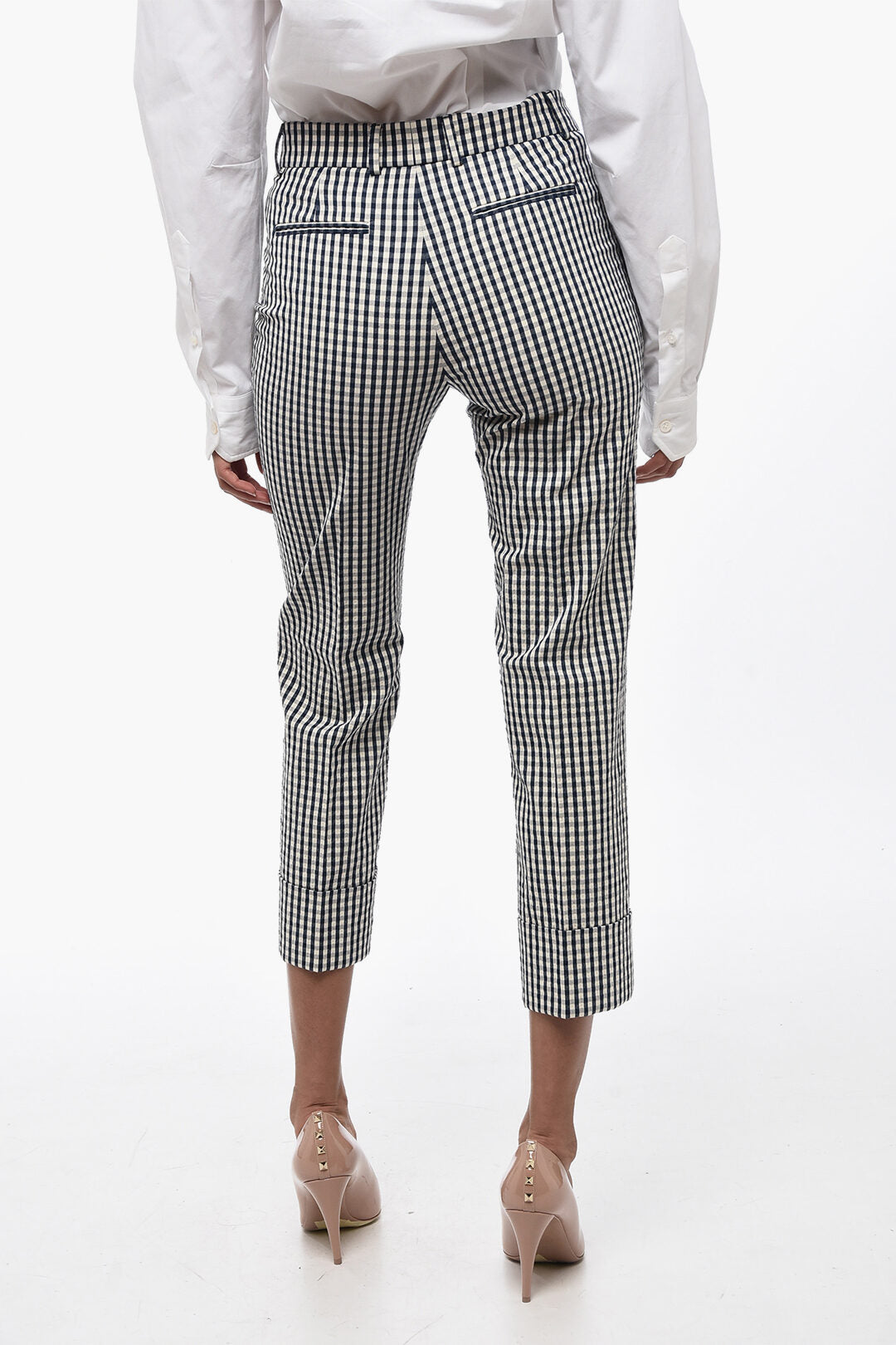 QL2 Gingham Patterned Chinos Pants with Cuff