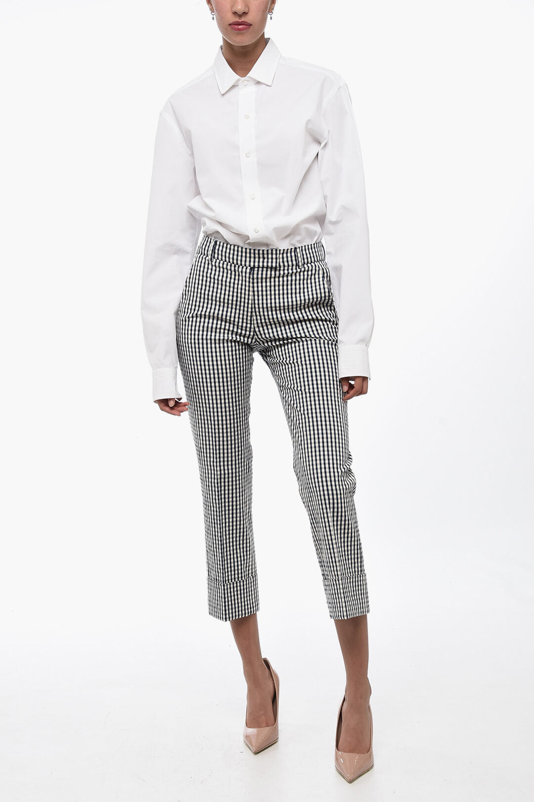 QL2 Gingham Patterned Chinos Pants with Cuff