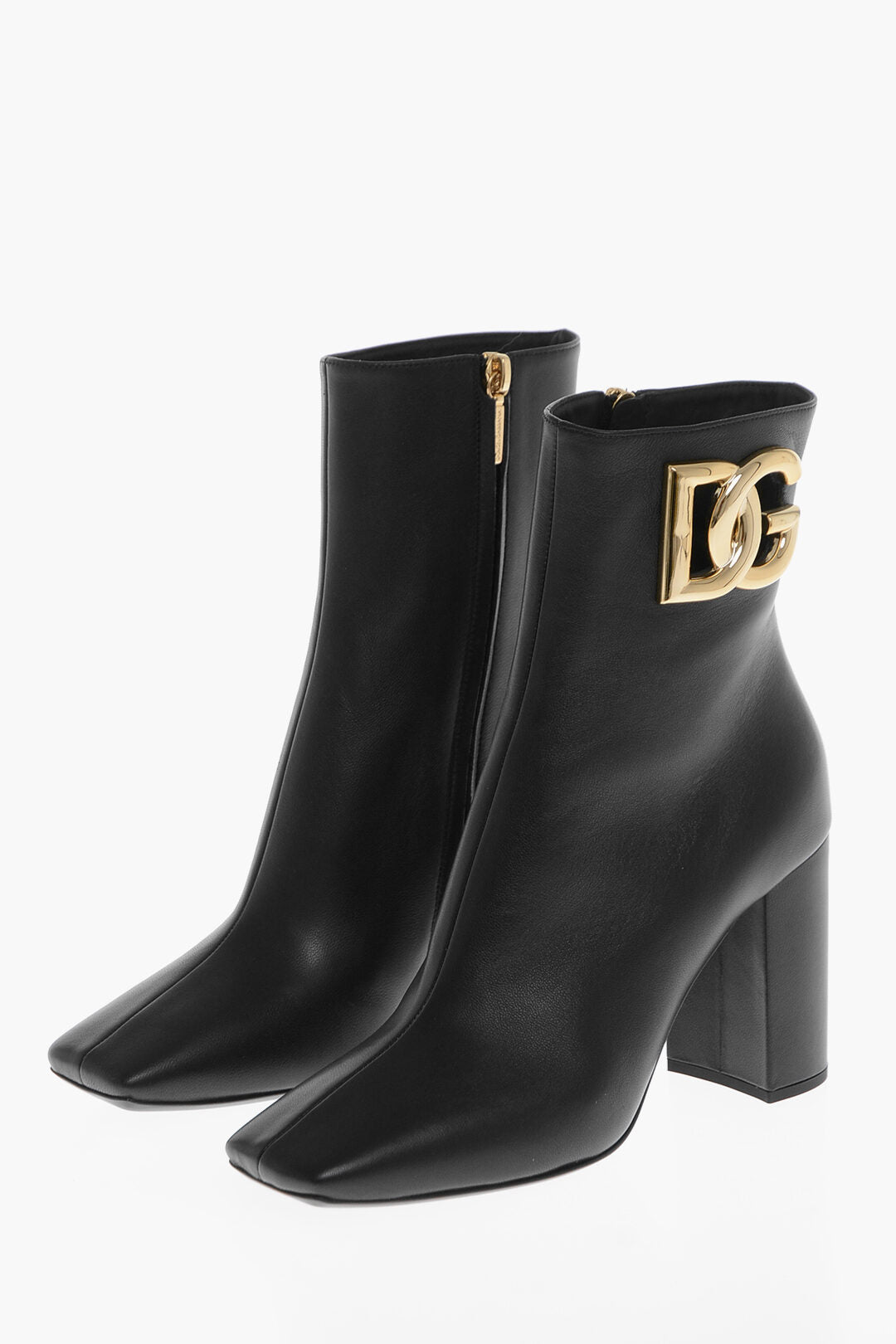 Dolce & Gabbana Leather JACKIE Booties with Side Logo 9cm