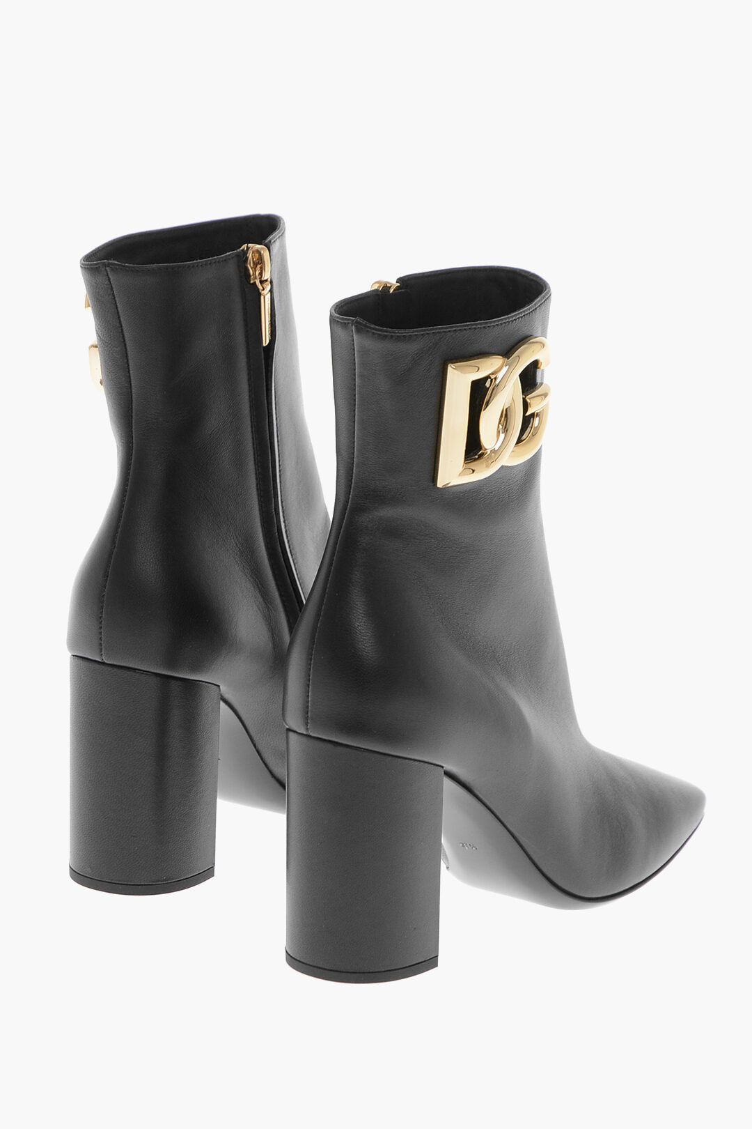 Dolce & Gabbana Leather JACKIE Booties with Side Logo 9cm