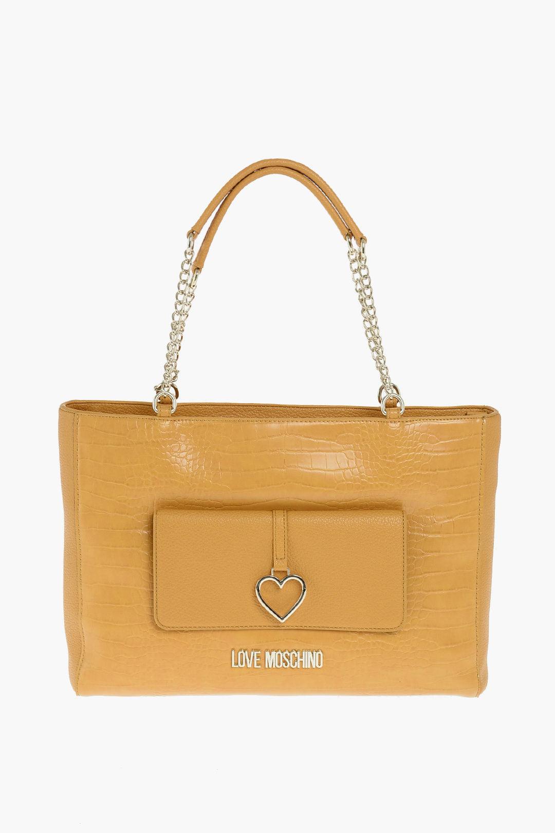 Moschino LOVE crocodile printed faux leather Tote bag