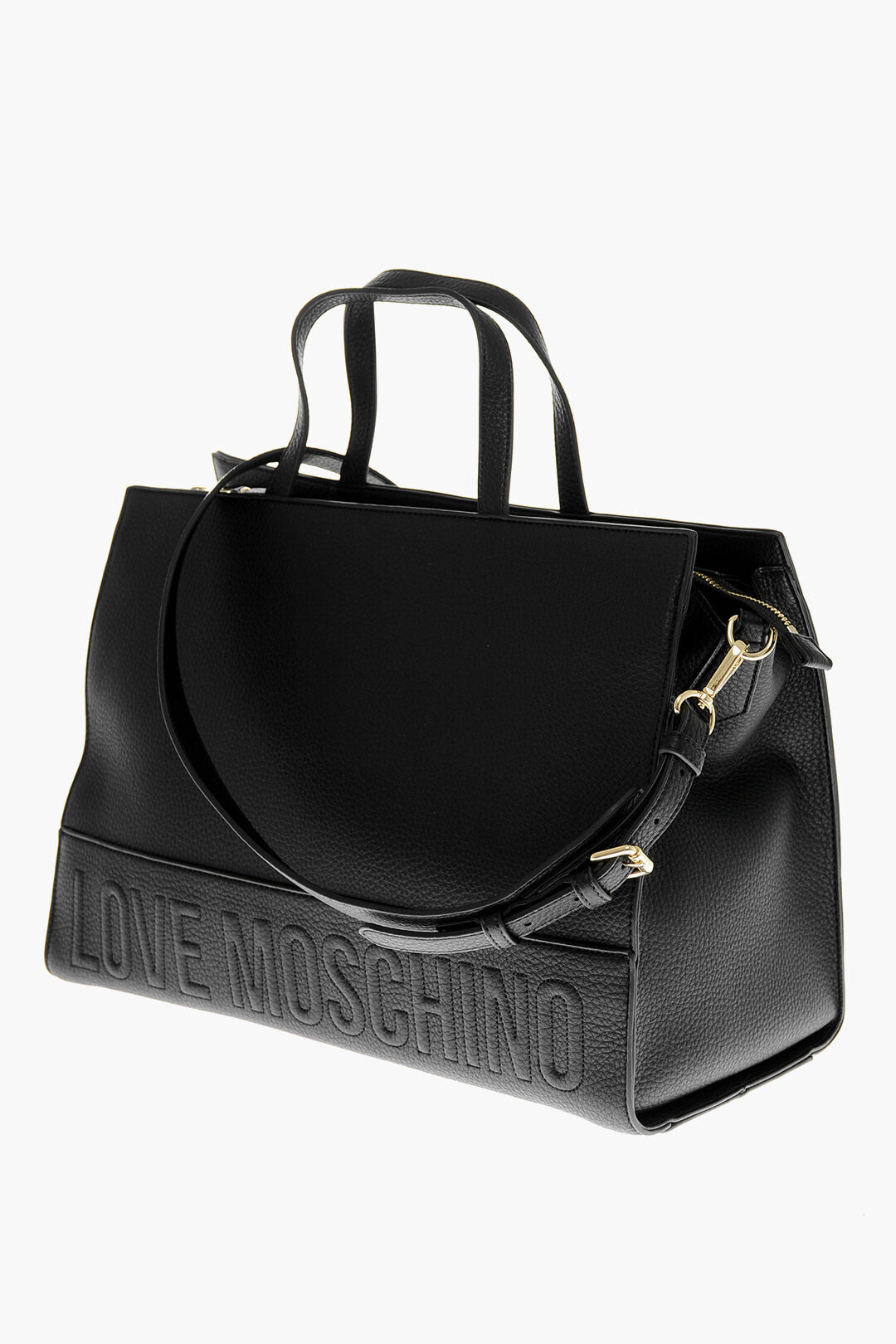 Moschino LOVE Textured Faux Leather Tote Bag with Embossed Logo