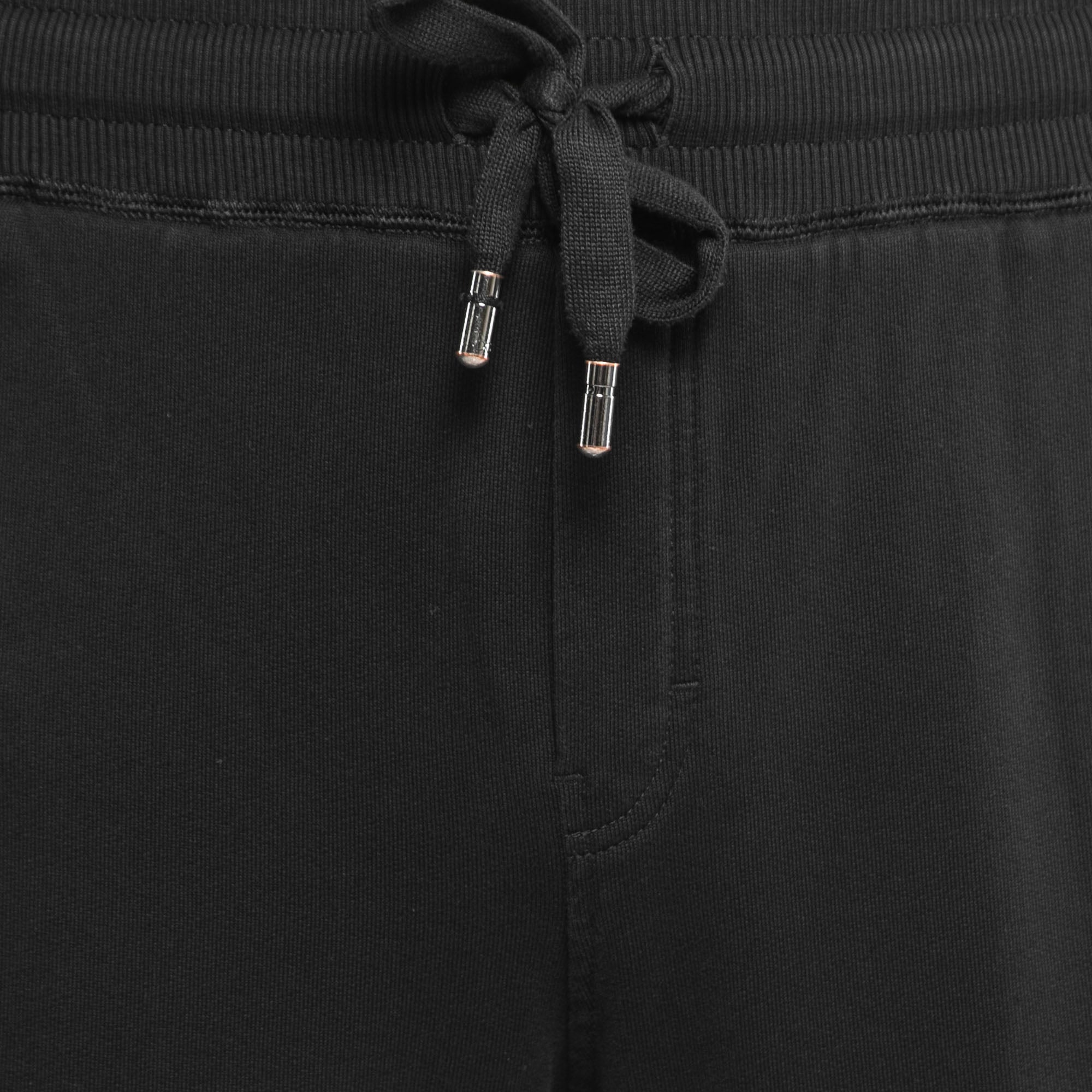 Dolce & Gabbana Black Cotton Knit Zip Detail Jogger Pants 5Xl